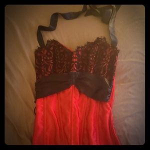 Red and black corset